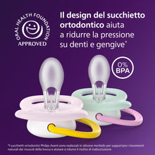 Carica l'immagine nel visualizzatore di Gallery, Philips Avent Ultra Start Ciuccio - Design ortodontico, per neonati 0-6 mesi, tettarella simmetrica in morbido silicone,