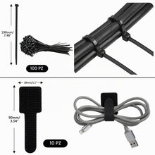 Carica l'immagine nel visualizzatore di Gallery, SOULWIT Kit gestione cavi, 4 guaine per cavi, 37 clip, 7 supporti per cavi, 10 attacchi a zip, 20 fissatori con chiodi, 