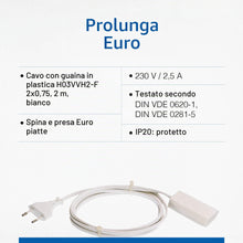 Carica l'immagine nel visualizzatore di Gallery, as - Schwabe Cavo di Prolunga Euro 2 m, 230 V / 2,5 A - Spina Piatta e Attacco per Uso Interno - Bianco, 50101