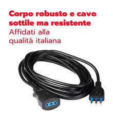 Carica l'immagine nel visualizzatore di Gallery, POLY POOL PP0382.1S Prolunga Elettrica Nera 250V Cavo Estensibile 5 Metri - Spina Italiana 10A 2P+T - 100% Made in Italy