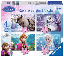 Carica l'immagine nel visualizzatore di Gallery, Ravensburger - Puzzle Frozen, Collezione 4 in a Box, Idea Regalo per Bambini 3+ Anni, Gioco Educativo e Stimolante, 4 Puzzle 12-16-20-24 Pezzi, 70x50 cm