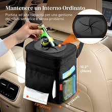 Carica l'immagine nel visualizzatore di Gallery, Lifewit Pattumiera per auto, 7,6 l, impermeabile, a prova di perdite, con coperchio e porta fazzoletti, accessorio per a