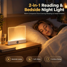 Carica l'immagine nel visualizzatore di Gallery, Funmo Lampada da Lettura a LED Piatta, Portatile con Timer e 3 Colori, Luce per Libri a Pannello per Lettura Notturna, R