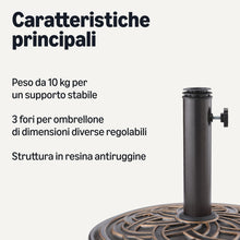 Carica l'immagine nel visualizzatore di Gallery, Amazon Basics - Base per ombrellone da Giardino Regolabile, Confezione da 1, Nero