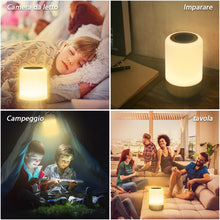 Carica l'immagine nel visualizzatore di Gallery, Görvitor Lampada da Comodino Senza Fili, Touch Luce Notturna Bambini Led, Batteria Lampada Led Ricaricabile con 8 RGB C