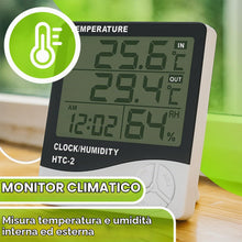 Carica l'immagine nel visualizzatore di Gallery, Retoo Stazione Meteorologica Elettronica con Termometro e Igrometro, Display LCD, Funzioni Orologio, Calendario e Svegli