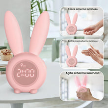 Carica l'immagine nel visualizzatore di Gallery, Homealexa Sveglia Bambini da Comodino Sveglia di Coniglio con Luce Notturna Funzione Snooze Timer Lampada Orologio da Ta