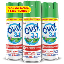 Carica l&#39;immagine nel visualizzatore di Gallery, OUST 3in1 Spray Elimina Odori Disinfettante - 3 Confezioni da 400ml