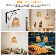 Carica l'immagine nel visualizzatore di Gallery, Set 4 Paralume Sospensione in Rattan Boho E27, 14x10x14 cm Paralume per Lampada da Tavolo e Terra, Paralume Intrecciato 