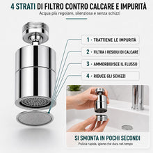 Carica l'immagine nel visualizzatore di Gallery, Rompigetto Rubinetto Cucina 360° Girevole | Prolunga Rubinetto Cucina Doppia Funzione | Aeratore Rubinetto Bidet | Filtr