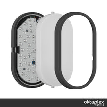 Carica l'immagine nel visualizzatore di Gallery, Oktaplex lighting Plafoniera LED Ovale Nera 10W 800Lm Lampada a Muro 3000K Luce Naturale Bianco Caldo IP54 Lumi