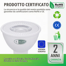 Carica l'immagine nel visualizzatore di Gallery, CLAR - Lampadine LED GU5.3 MR16, 12V, 7W, 6000K Luce Fredda, (Pack 10), Non Dimmerabili