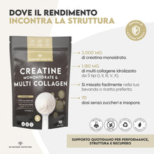 Carica l'immagine nel visualizzatore di Gallery, N2 Natural Nutrition. Creatina monoidrato + collagene multi idrolizzato con vitamina C in polvere (70 dosi) 3000 mg di c