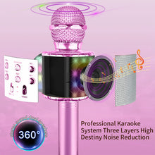 Carica l'immagine nel visualizzatore di Gallery, Microfono Karaoke Bluetooth per Bambini, Wireless con LED Flash &amp; Cambia Voce, Altoparlante Integrato Portatile, Compati