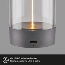 Carica l'immagine nel visualizzatore di Gallery, BRILONER - Lampada da tavolo LED senza fili con controllo touch a 4 livelli, filamento, luce bianca calda, ricarica USB-