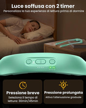 Carica l'immagine nel visualizzatore di Gallery, Glocusent Lampada da lettura ergonomica con batteria da 1600 mAh, 3 colori e 5 luminosità continua, pratico interruttore