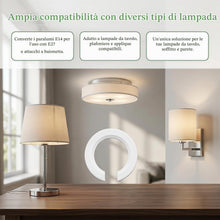 Carica l'immagine nel visualizzatore di Gallery, Confezione da 10 anelli convertitori in plastica per paralumi da E27 a E14/B22, rondella riduttore, anello per lampada E