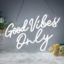 Carica l'immagine nel visualizzatore di Gallery, Segnale Neon Solo Buone Vibrazion, Segni Neon Buone Vibrazion Bianchi per Decorazione a Parete, Luce Neon LED per Decora