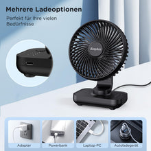 Carica l'immagine nel visualizzatore di Gallery, EasyAcc® Ventilatori da Tavolo a Batteria 4000mAh ricaricabile Silenzioso 4 Velocità Ventilatori da Tavolo Portatile USB-C/Copriventola Rimovibile/Display di Potenza a LED per Scrivania Casa Viaggi