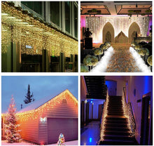 Carica l'immagine nel visualizzatore di Gallery, SALCAR Catena luminosa a LED per esterni, 200 luci per finestre, 8 m, luci natalizie (5 m di catena luminosa + cavo di alimentazione da 3 m), interno 31 V con 8 modalità di illuminazione e funzione