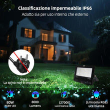 Carica l'immagine nel visualizzatore di Gallery, iLC LED Faretto Esterno 80W, equivalente a 800W, Cambio Colore Rgbw, 16 Milioni Colori, Raggruppamento, Timer 8000 lumen