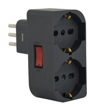Carica l'immagine nel visualizzatore di Gallery, Electraline 71949 Adattatore Doppio Salvaspazio due Posti frontali P40 polivalenti (10/16A + Schuko tedesca), Spina picc