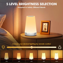 Carica l'immagine nel visualizzatore di Gallery, Auxmir Luce Notturna Bambini, Lampada da Comodino, Lampada LED Colorata con 13 Colori, Luminosità Regolabile, 3 Modi d’Illuminazione, Touch e Telecomando, Batteria Ricaricabile, Argento