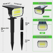 Carica l'immagine nel visualizzatore di Gallery, LOTMOS 3Pcs Faretti Solari da Esterno, 72 LED Lampade da Giardino 3 Modalità IP67 Impermeabile Luce per Cortile, Patio, 