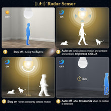 Carica l'immagine nel visualizzatore di Gallery, lampadina sensore di movimento E27 9W Bianco caldo 2700K Auto On/Off lampadine con sensore crepuscolare 3 Pezzis