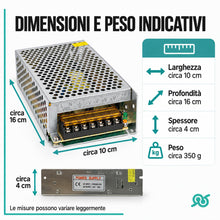 Carica l'immagine nel visualizzatore di Gallery, TEMPO DI SALDI Alimentatore 12V 10A Metallo circa 16x10x4 cm per LED e CCTV