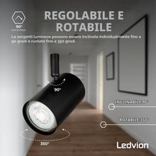 Carica l'immagine nel visualizzatore di Gallery, Ledvion Faretto LED Soffitto Nero 4 luci Rettangolare GU10 senza lampadina