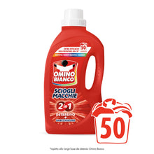 Carica l'immagine nel visualizzatore di Gallery, Omino Bianco Detersivo Lavatrice Liquido Scioglimacchie 2in1, 2000 ml x 3