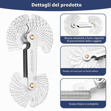 Carica l'immagine nel visualizzatore di Gallery, 52 Pezzi Misuratore di Filettatura, Acciai Inossidabili Calibro, Contafiletti, Misuratore Passo Filetti, Metriche 60° e 