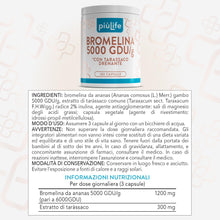 Carica l'immagine nel visualizzatore di Gallery, Bromelina 5000 GDU/g 1200 mg con Tarassaco Drenante PiùLife, 180 Capsule