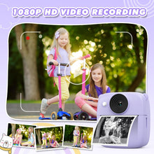 Carica l'immagine nel visualizzatore di Gallery, CalineGam Macchina Fotografica Bambini Istantanea, 2.0 Pollici Fotocamera Digitale Bambini con 32GB Scheda e Carta Fotografica, Regali di Natale Compleanno per 4 5 6 7 8 9 10 Ragazze Ragazzi (Viola)