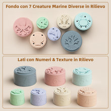 Carica l'immagine nel visualizzatore di Gallery, Cubi Impilabili Bambini Giocattoli per 6-12 Mesi, 7 Pezzi Montessori Costruzioni per Bambini Impilabile, Dentizione Neon