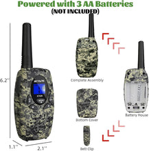 Carica l'immagine nel visualizzatore di Gallery, Retevis RT628 Walkie Talkie per Bambini, a Lungo Raggio 8CH per Bambini di 3-12 Anni, Regali Giocattolo per Avventure all'Aperto in Campeggio (1 Paio, Mimetico)