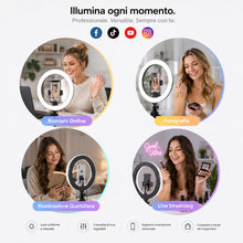Carica l'immagine nel visualizzatore di Gallery, KILBY Ring Light da Tavolo 12" 30cm Regolabile per Selfie, Video, Foto, Tiktok - Lampada Led Anello per Smartphone con 3