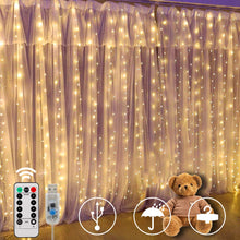 Carica l'immagine nel visualizzatore di Gallery, SUNNOW Tenda Luminosa,300 LED 300 * 300cm 8 Modalità Impermeabile Tenda Luci LED con Telecomando,Luci Fatate per Tende,Catene luminose per Natale,Matrimoni,Camere da letto,Finestre,Interni,Esterni