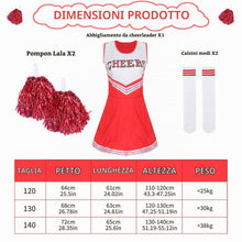 Carica l'immagine nel visualizzatore di Gallery, DAZZTIME Disfraz de Animadora para Mujer,Disfraz de Animadora para Niñas-120 Cm,Uniforme de Cheerleader con Pompones y C