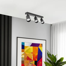 Carica l'immagine nel visualizzatore di Gallery, EDO Lampada Faretti da Soffitto Orientabili MALGA GU10 Nero, Faretti 3 Luce, Faretto da Parete Interno per Barra, Lampad