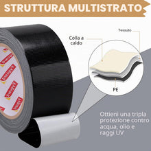 Carica l'immagine nel visualizzatore di Gallery, Nastro Telato Nero 3 Rotoli, 48 Mm X 28 M, Spessore 210 Μ