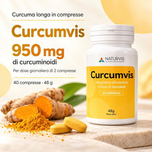 Carica l'immagine nel visualizzatore di Gallery, Curcumvis 40 Compresse - Integratore di Curcuma Longa, 950 mg di Curcuminoidi per 2 Compresse - 48 g