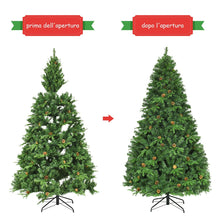 Carica l'immagine nel visualizzatore di Gallery, COSTWAY Albero di Natale 210/225/240 cm, Albero di Natale con 460/540/600 Luci a LED Bianco Caldo, 925/1125/1335 Rami e Pigne, Decorazione Natalizia per Casa e Negozio (225cm)