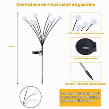 Carica l'immagine nel visualizzatore di Gallery, Luci Natalizie Solari, 4 Pezzi Luci Solari da Giardino 32LED Fiocchi di neve Lucciole Luci di Natale Esterno, Addobbi Na