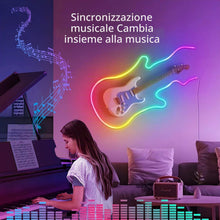 Carica l'immagine nel visualizzatore di Gallery, Striscia LED neon RGB IC 2 metri, USB IP67 con app Bluetooth e telecomando IR, sincronizzazione musicale, striscia lumin