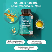 Carica l'immagine nel visualizzatore di Gallery, Omega 3 Certificato IFOS, Olio di Pesce 2000mg, 660mg EPA e 440mg DHA