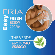 Carica l'immagine nel visualizzatore di Gallery, Fria Easy Fresh Body Care, Panni Igiene Corpo Fuori Casa, Profumo The Verde, Azione Detergente Senza Risciacquo, Dermato