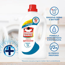 Carica l'immagine nel visualizzatore di Gallery, Omino Bianco Detersivo Lavatrice Igienizzante, 132 Lavaggi, 1760 ml x 3