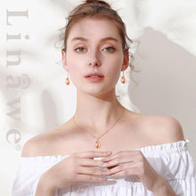 Carica l'immagine nel visualizzatore di Gallery, Linawe Set di gioielli gialli per donna, set di orecchini da donna in oro rosa, orecchini a catena da appendere, gioielli da sposa, gioielli di moda